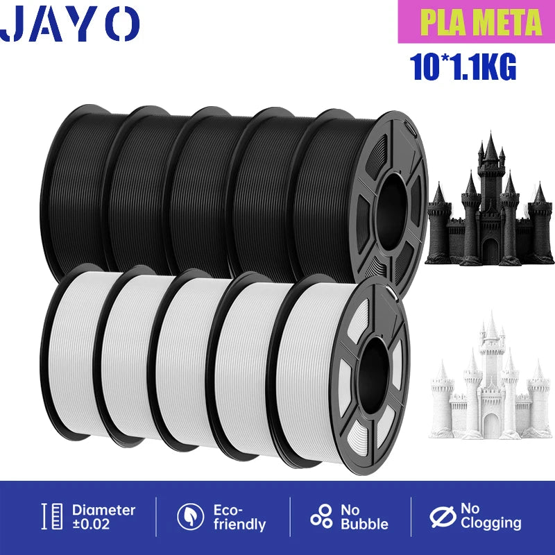 JAYO 3D Printer part PETG/PLA Meta/PLA/SILK/PLA PLUS/TPU Filament 1.75mm for 10Rolls FDM 100% No Bubbel craft part DIY Materials