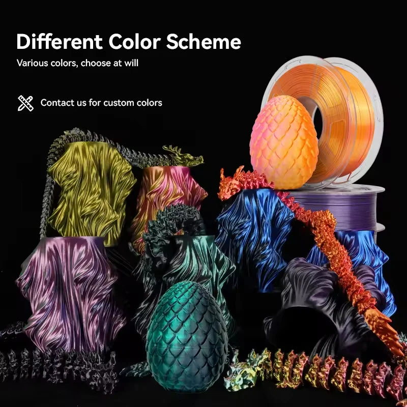 SUNLU 1KG SILK /Dual / Triple /Four Color 3D Printer Filament 1.75mm 1000g Spool (2.2lbs) Neatly Filament Fit Most FDM Printer