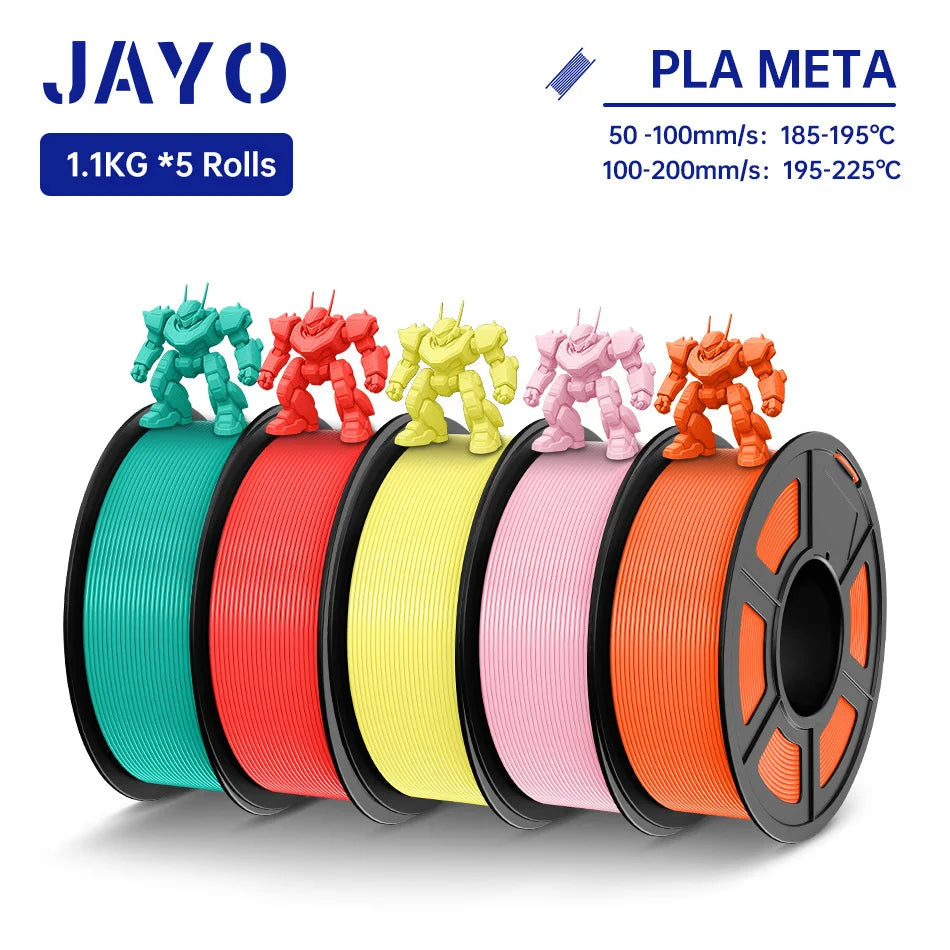JAYO PLA Meta Filament 5 Rolls 1.75MM PLA 3D Printer Filament Neatly Wound Toughness 1.1KG 3D Printing Materials For FDM