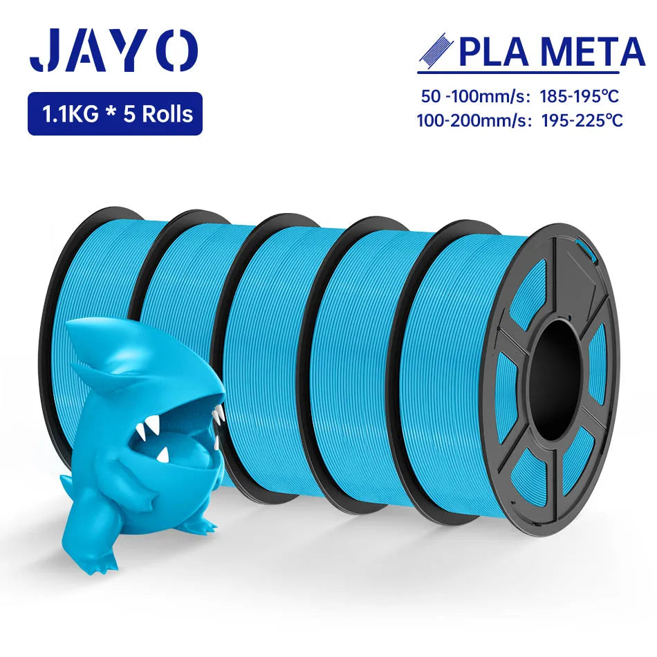 JAYO PLA Meta Filament 5 Rolls 1.75MM PLA 3D Printer Filament Neatly Wound Toughness 1.1KG 3D Printing Materials For FDM
