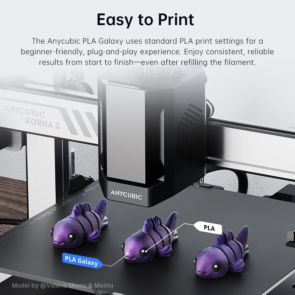 ANYCUBIC PLA Galaxy Filament Starry Effcet 3D Printer Filament Dynamic Colors PLA FDM Kobra 3 combo S1 Combo Printing Filament