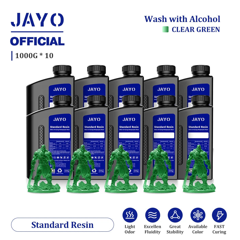 JAYO 10 Bottles 3D Resin Standard Fast Curing Standard/ 14K Standard/ Standard Plus 3D Resin for LCD DLP SLA Resin 3D Printer