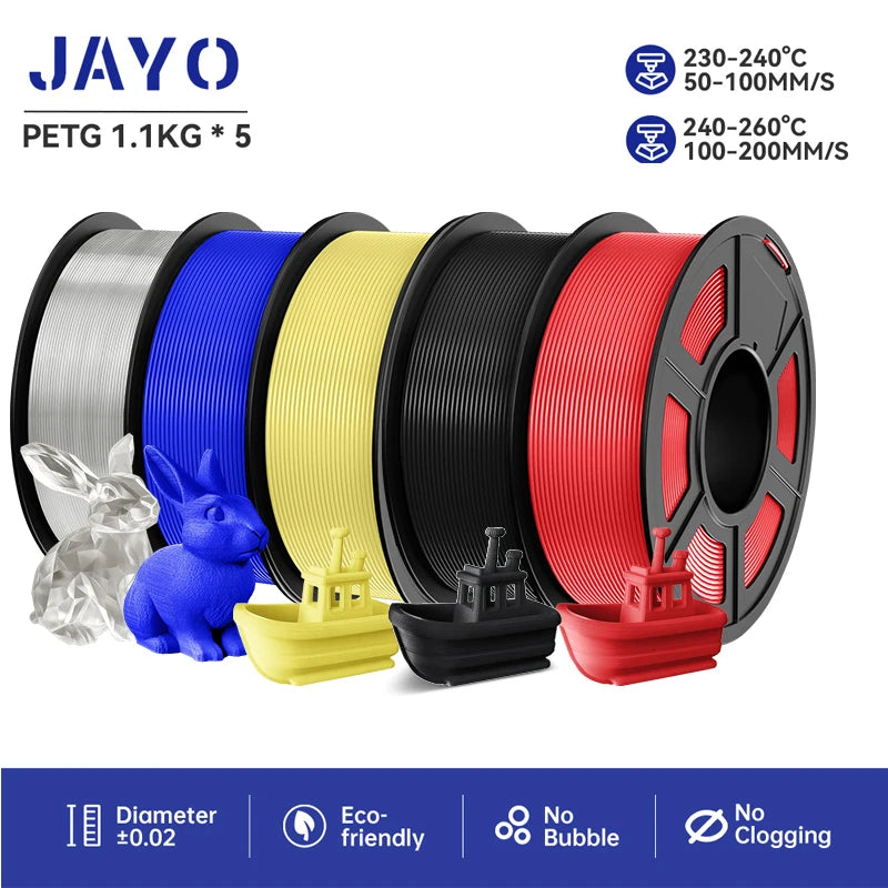 JAYO PETG 3D Printer Filament petg jayo filament  no bubbles no drawing smooth multiple colors 3d printer accessories 1.1kg/roll