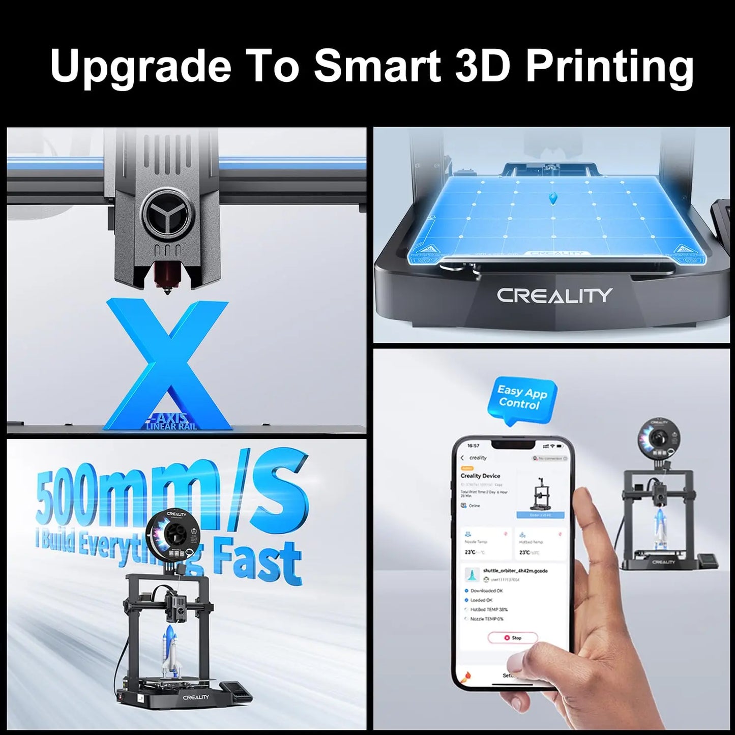 Creality Ender-3 V3 KE 500mm/s Fast Printing Speed Self-test with One Tap X-Axis Linear Rail Double Fans 3D Printer Ender-3V3 KE