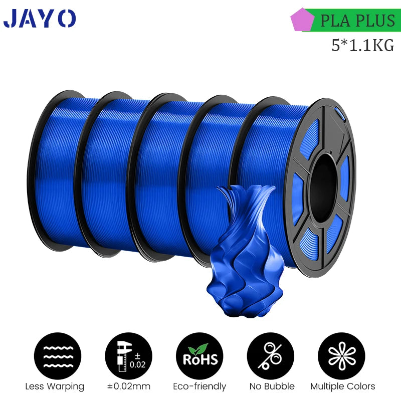 JAYO PLA PLUS 5Rolls 5.5KG 3D Filament 1.75mm  Colorful Printer Filaments For FDM 3D Printer Materials DIY Gift Good Toughness