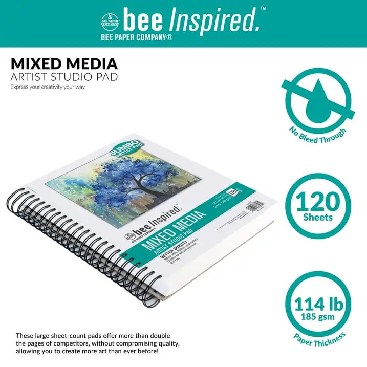 9x12" Mixed Media Spiral bound Artist Pad, 120 Sheets 114lb 185 gsm