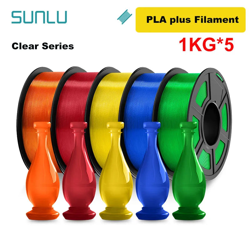SUNLU 5KG 3D Filament PLA/PLA PLUS/PETG/ABS Filamnet 1.75mm 5Roll 1KG Neatly Wound 3D Printer Filament for 3D Printer