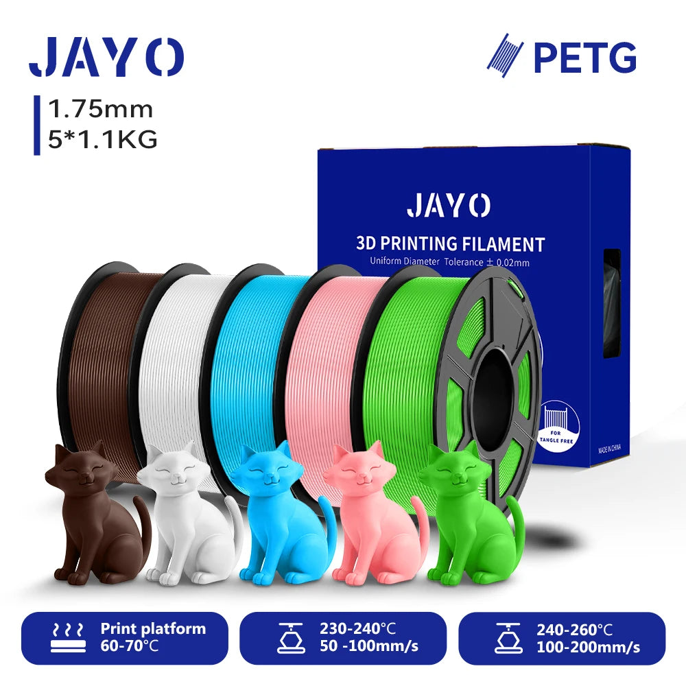 JAYO 5.5KG 3D PETG / High Speed Matte PETG / PLA Classic Printer Filament 1.75mm 3D Printer Filament Neatly Wound PETG for 3D
