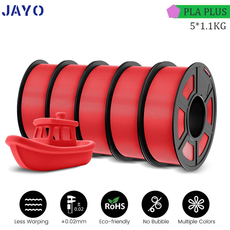 JAYO PLA PLUS 5Rolls 5.5KG 3D Filament 1.75mm  Colorful Printer Filaments For FDM 3D Printer Materials DIY Gift Good Toughness