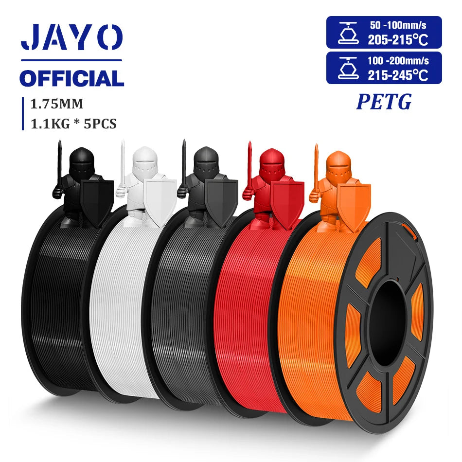 JAYO PETG Filamanet 1.75MM 5Rolls/set 3D Printer Filament PETG Neatly Wound 3D Printing Material For FDM 3D Printer