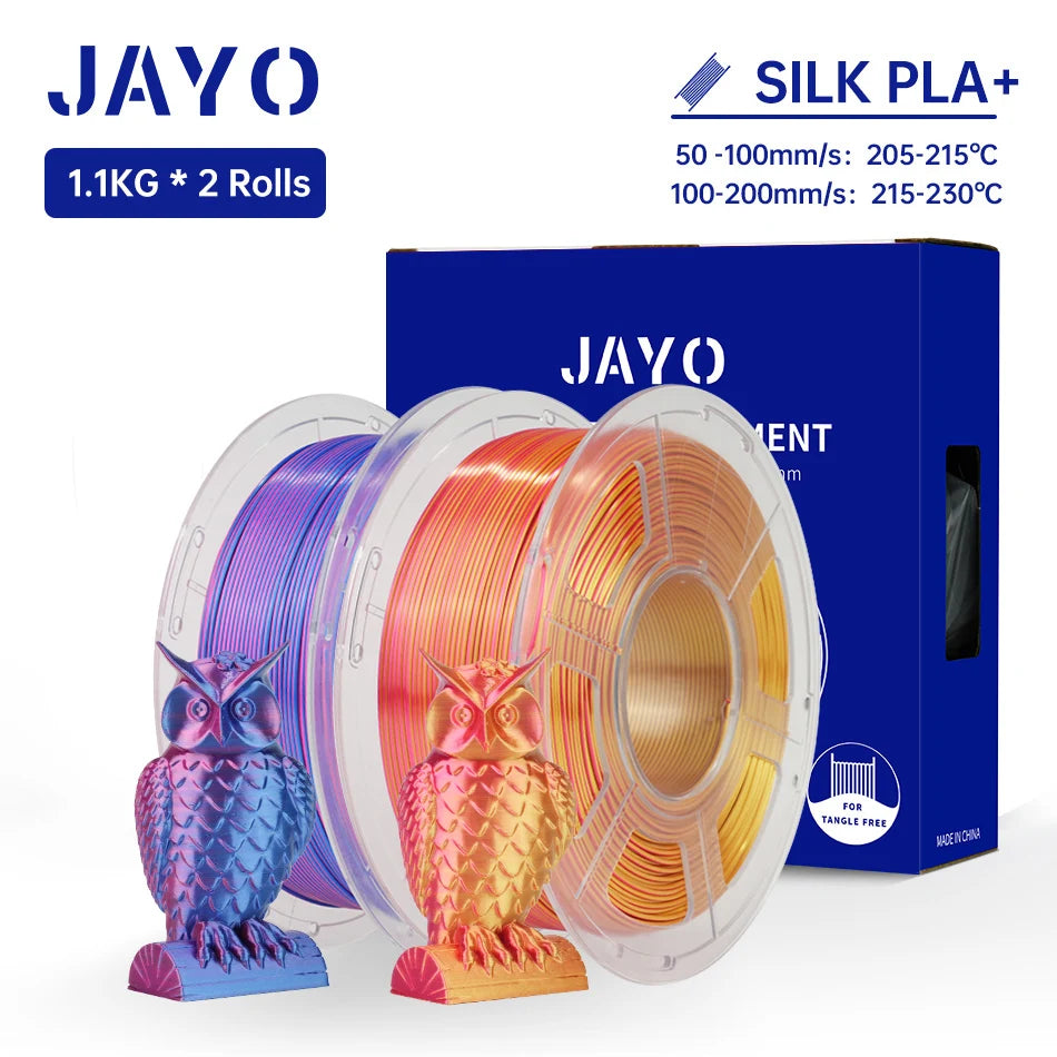 JAYO Silk PLA+ Rainbow 3D Filament 1.75mm SILK PLA plus Dual & Triple Color 3D Printer Filament Neatly Wound 1.1kg 2Rolls/set