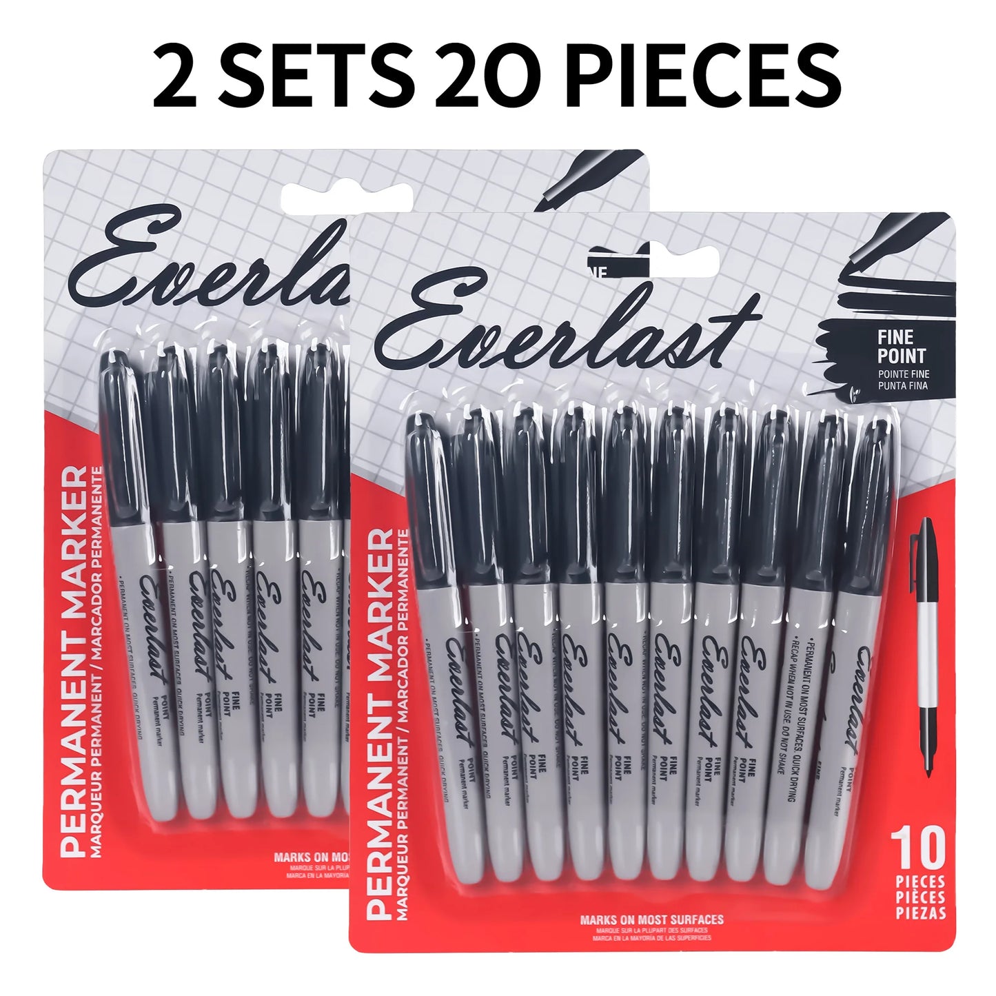 20/40/60-Pack Waterproof  Dual-Tip Permanent Markers, Quick-Drying, Waterproof & Smudge-Proof, for Office Marking, Note-Taking,