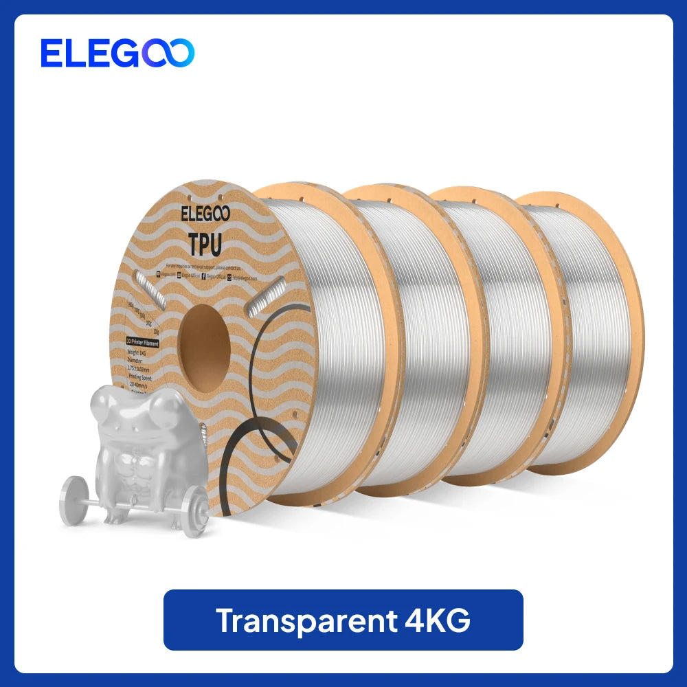 ELEGOO TPU 3D Printer Filament 1.75mm 1kg,95A Shore Hardness Flexible TPU Filament with High Resilience and Elasticity