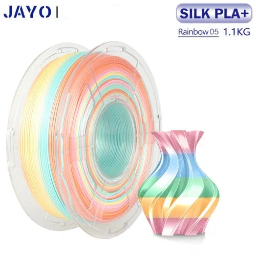 JAYO 3D PLA / Silk PLA Rainbow Printer Filament 1.75mm Transparent Rainbow 3D Filament As Neatly Wound 3D Printing Material