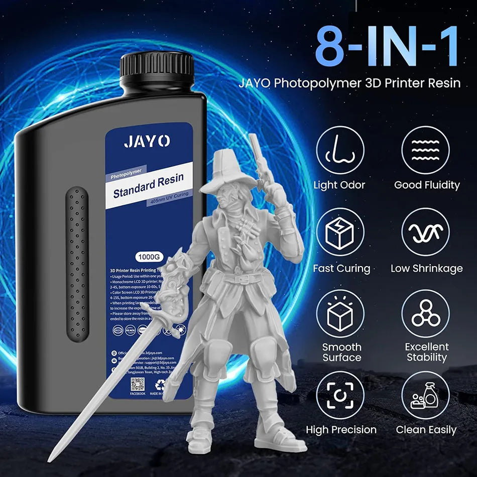 JAYO 10 Bottles 3D Resin Standard Fast Curing Standard/ 14K Standard/ Standard Plus 3D Resin for LCD DLP SLA Resin 3D Printer