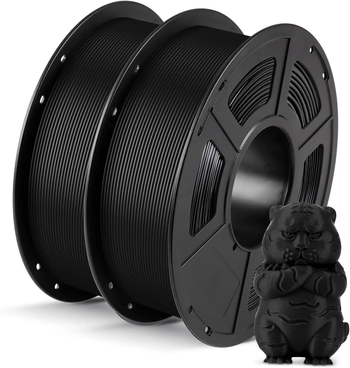 PLA Filament 1.75mm Bundle, 3D Printing PLA Filament 1.75mm Dimensional Accuracy +/- 0.02mm, 1KG Spool (2.2 lbs), 2KG Black
