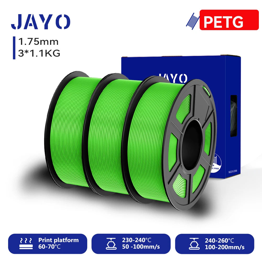 JAYO 3D PETG/PLA/PLA PLUS Printer Filament 1.75mm 3rolls 100% No Bubble non-toxic 3D Printing Materials for 3D Printer&3D Pen