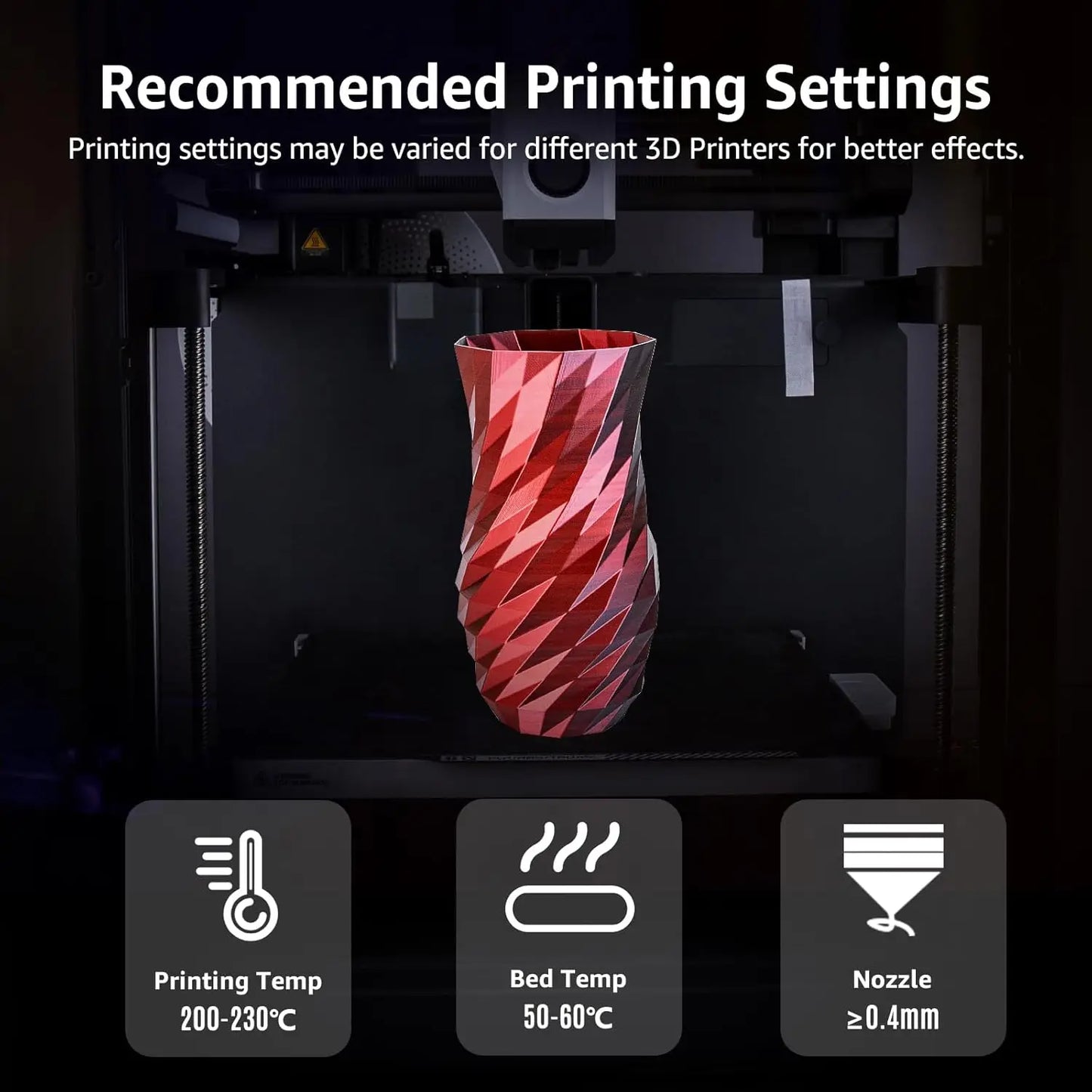 Silk PLA+ 3D Printing Filament Dual Color 6 Packs - 1.75mm, 250g x 6 Spools Bundle, Gold&Red, Black&Red, Rose Red&Sky Blue