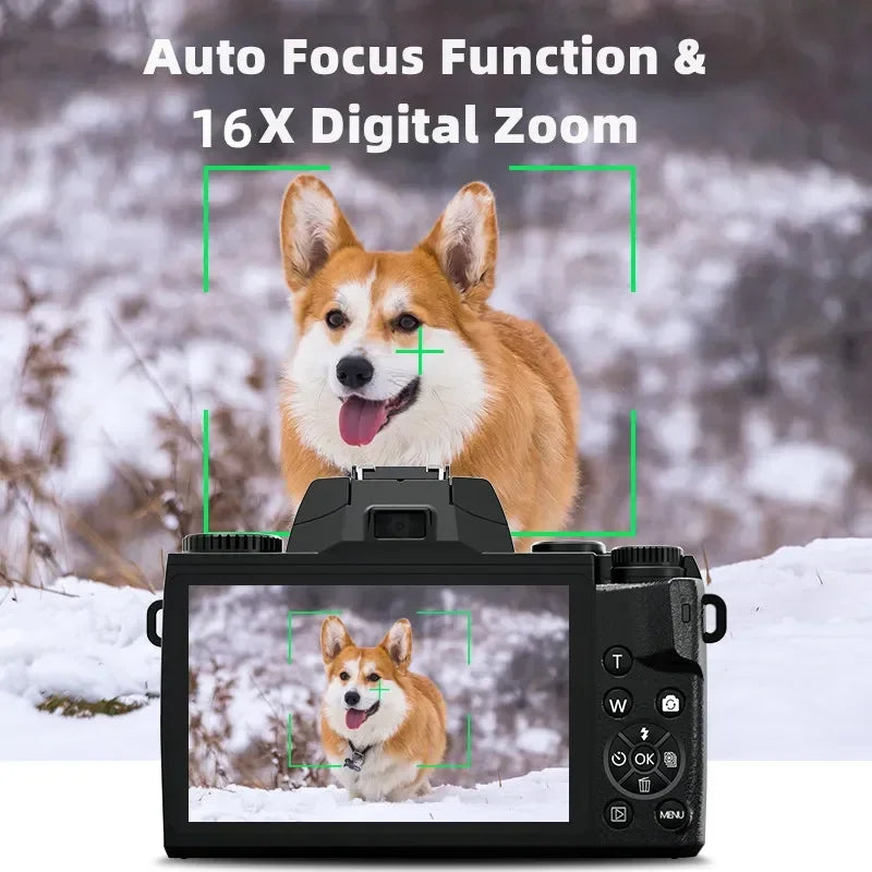 Auto Focus 64MP Digital Camera SLR DSLR For Photography 4K 60FPS Vlog Camcorder 4 Inch 16X Zoom Touch Youtube, Livestream, Webcam