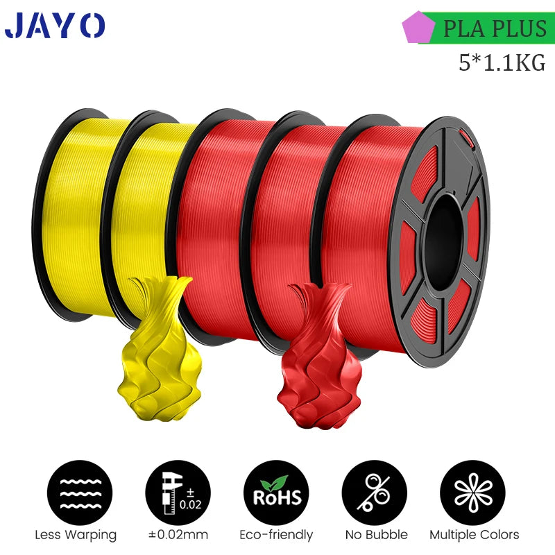 JAYO PLA PLUS 5Rolls 5.5KG 3D Filament 1.75mm  Colorful Printer Filaments For FDM 3D Printer Materials DIY Gift Good Toughness