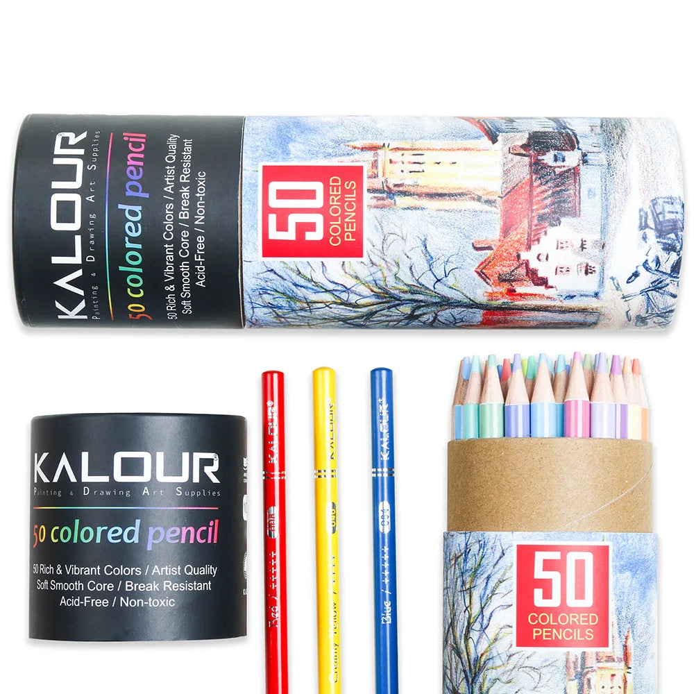 50 Pcs Color Pencil Set Professional Art Hand-Painted Graffiti Oily Color Pencils School Painting Art Supplies