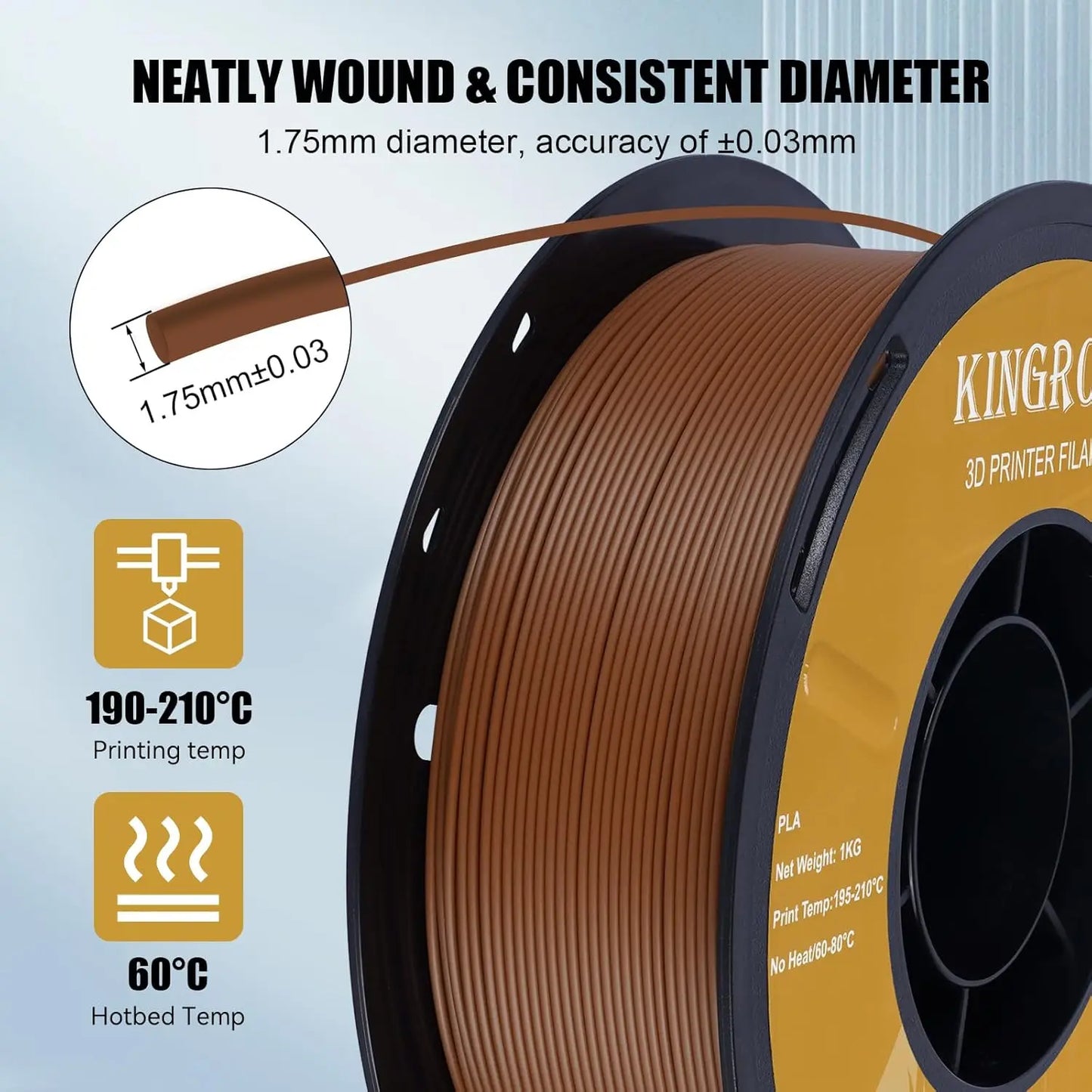 Kingroon High Speed PLA Bundle 3D Printer Filament 1.75mm, Rapid Filament for 30-600mm/s Hyper Printing Filament, Dimensional