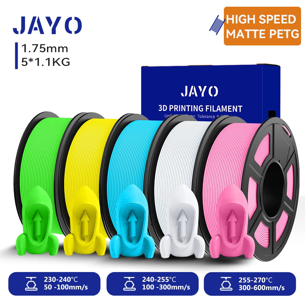 JAYO 5.5KG 3D PETG / High Speed Matte PETG / PLA Classic Printer Filament 1.75mm 3D Printer Filament Neatly Wound PETG for 3D