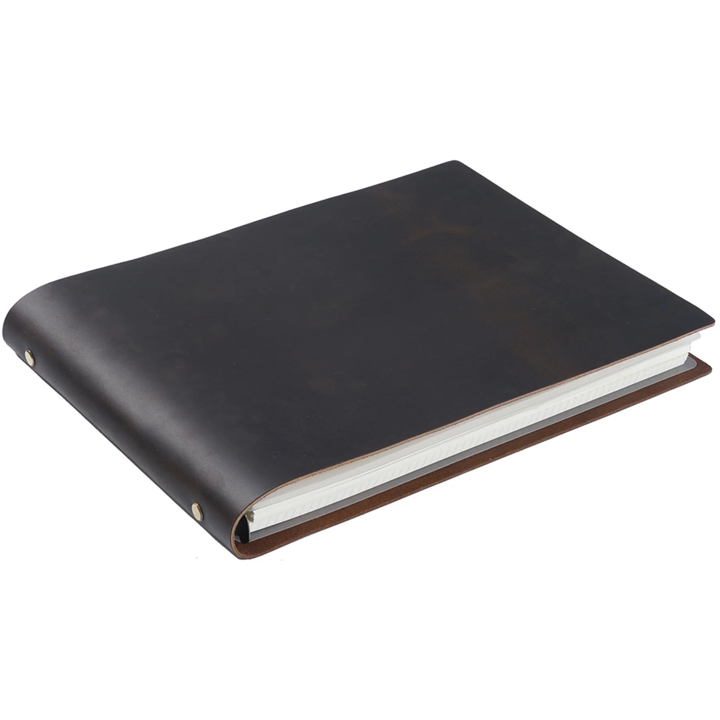 AIGUONIU First Layer Cowhide A4 Size Ring Planner Genuine Leather Horizontal Notepad Retro Sketchbook