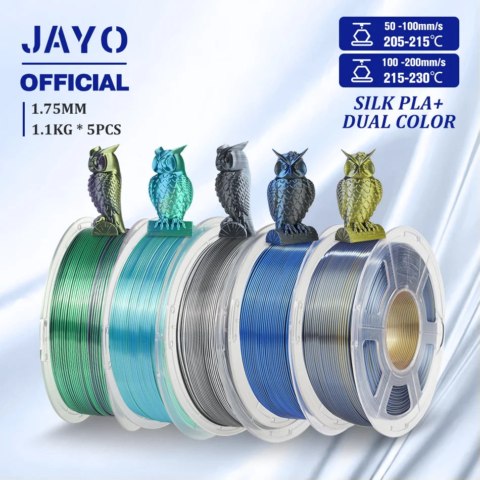 JAYO SILK PLA Filament 1.75mm Dual Colors 3D Printer Filament Coextrusion Silk Triple Color 3D Filament Shiny Multicolor Change