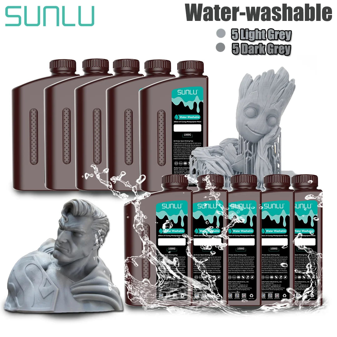 SUNLU UV Water Washable Resin 3D Printer 405nm10KG Low Odor and Low Shrinkage for LCD 3D Printer