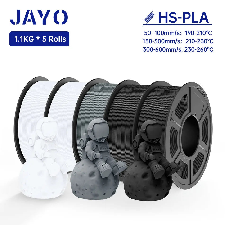 JAYO 5Rolls PLA Filament High Speed PLA 1.75mm 1.1KG 3D Printer Filament Neatly Wound 3D Printing Material For FDM 5.5KG/SET