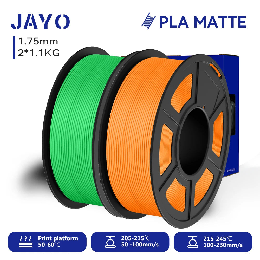 JAYO 2Rolls 3D PLA Matte /Dual Color Matte PLA Printer Filament 1.75mm Neatly Wound & Matte Finish Print with 99% FDM 3D Printer