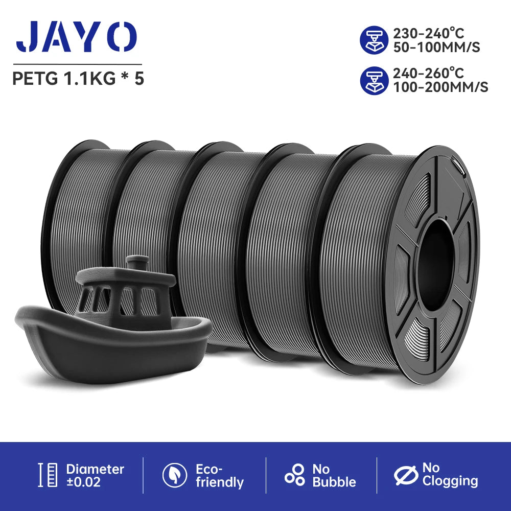 JAYO PLA/ABS/PETG/TPU/PLA PLUS/PLAMeta/ 3D Filament 1.75mm 5Rolls 2.5KG/5.5KG100% No Bubble FDM 3D Printer Materials DIY Gift