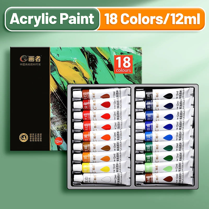 Vibrant Acrylic Paint Set 12/18/24/36 Colors,12ml/0.42oz Acrylic Painting Kit For Paper,Wood,Canvas,Rock,Ceramic,Clothes,DIY
