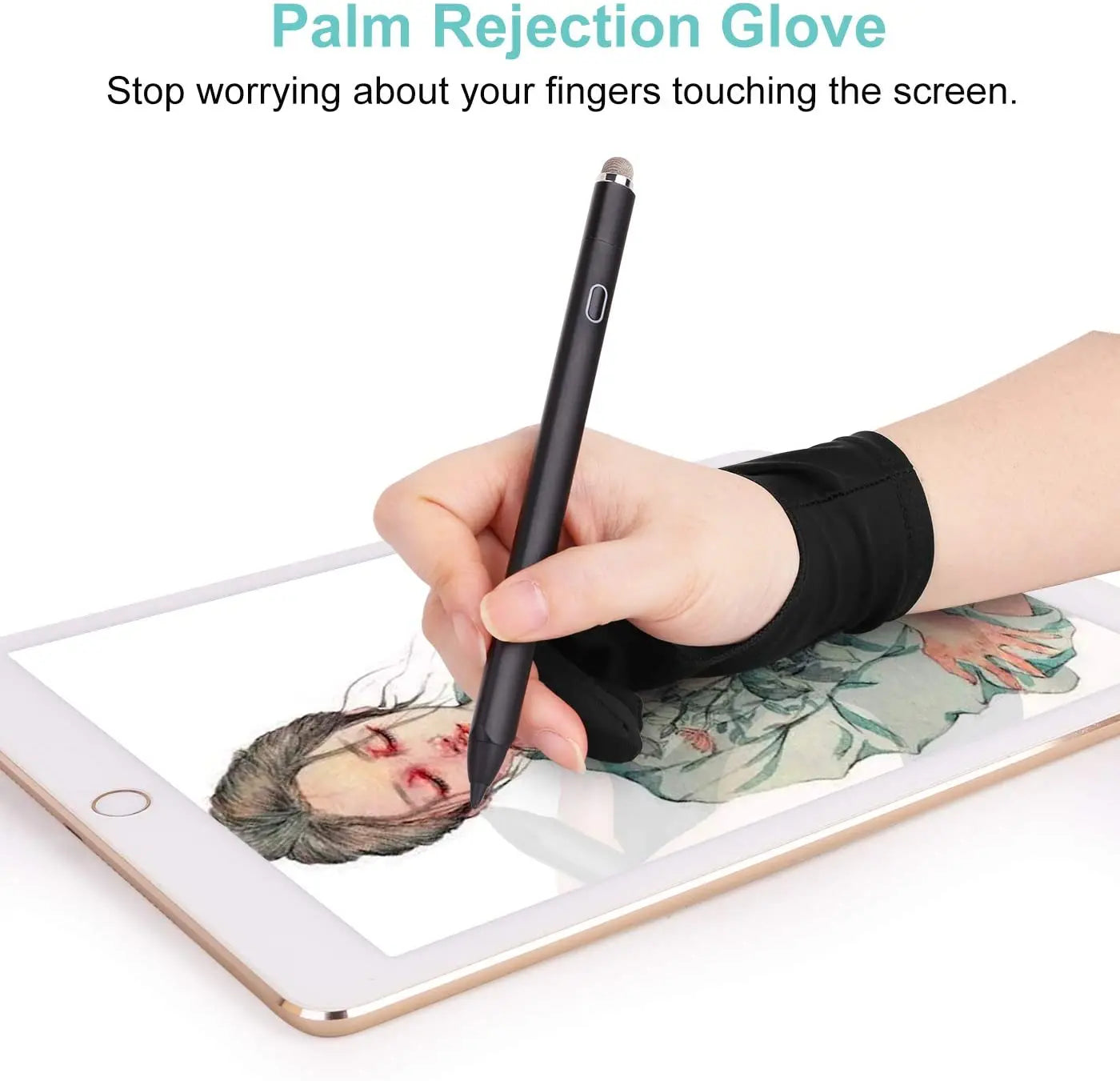 1Pcs Palm Rejection Digital Art Glove with Two Finger for Drawing Tablet Sketching Display Art Painting iPad Pencil Graphics