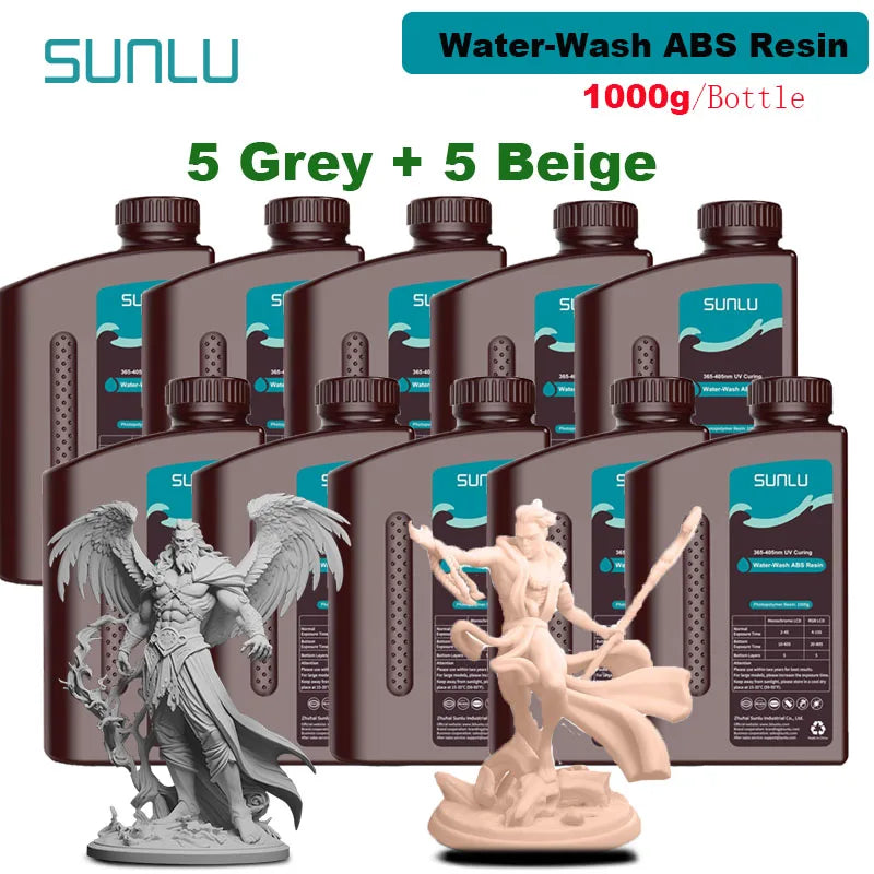 SUNLU 10KG Water Washable / Water Washable ABS Resin 1000G/Bottle 405nm Rapid UV-Curing Photopolymer Resin For LCD 3D Print