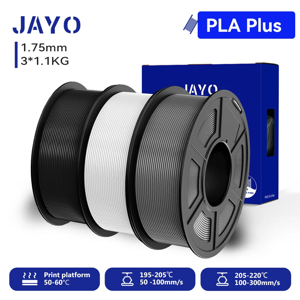 JAYO 3D PETG/PLA/PLA PLUS Printer Filament 1.75mm 3rolls 100% No Bubble non-toxic 3D Printing Materials for 3D Printer&3D Pen