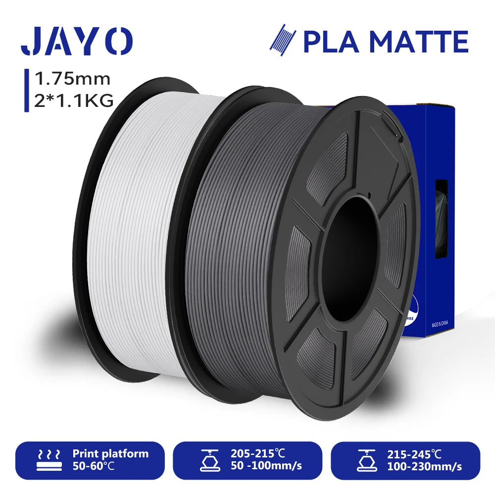 JAYO 2Rolls 3D PLA Matte /Dual Color Matte PLA Printer Filament 1.75mm Neatly Wound & Matte Finish Print with 99% FDM 3D Printer