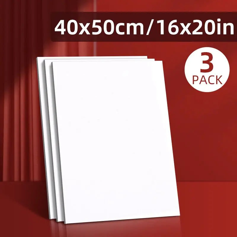 3 Pack Canvas Panels, Blank Board Panels for Acrylic, Oil, Watercolor, Tempera Painting,  Primed Acid-Free for Students, Adults