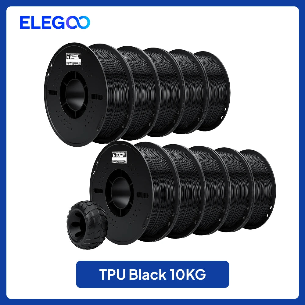 ELEGOO TPU 3D Printer Filament 1.75mm 1kg,95A Shore Hardness Flexible TPU Filament with High Resilience and Elasticity