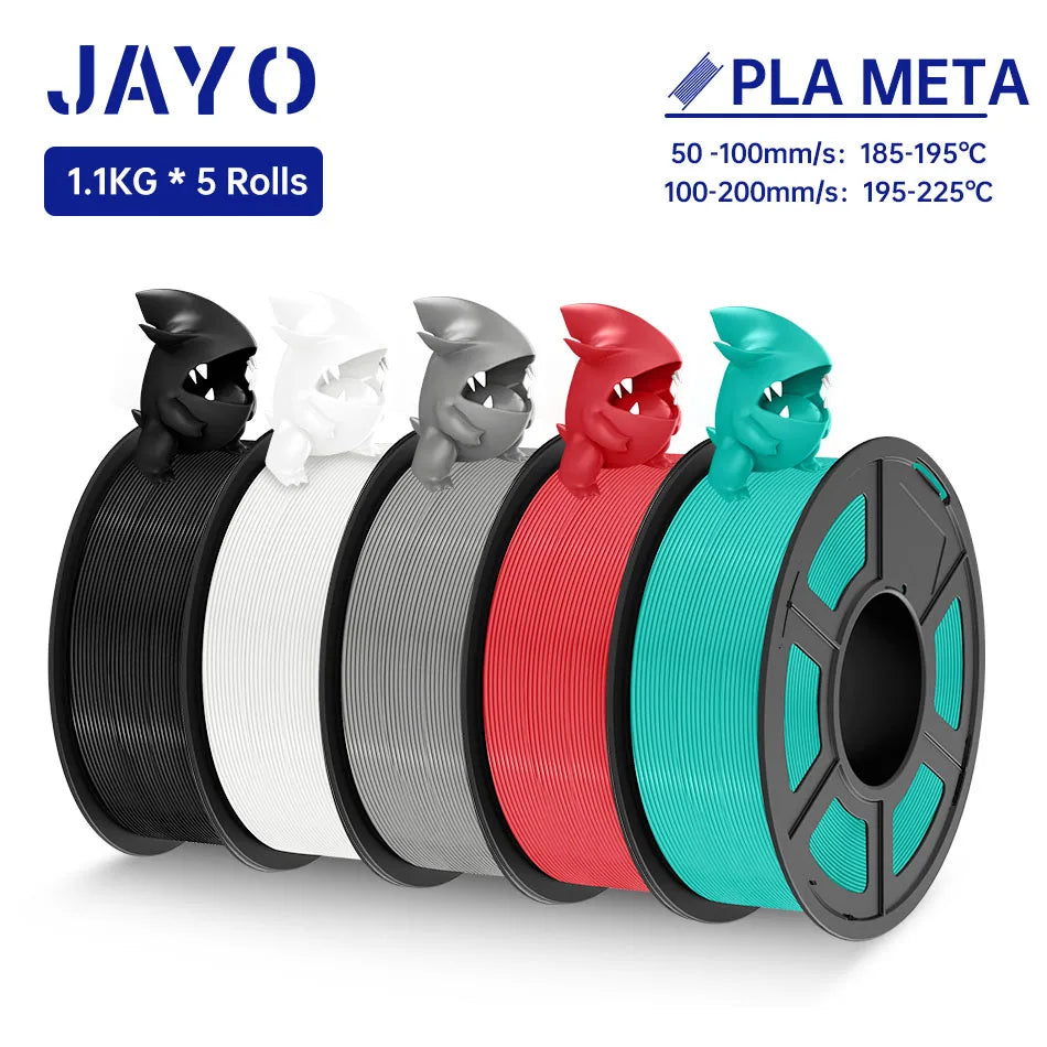 JAYO PLA Meta Filament 5 Rolls 1.75MM PLA 3D Printer Filament Neatly Wound Toughness 1.1KG 3D Printing Materials For FDM