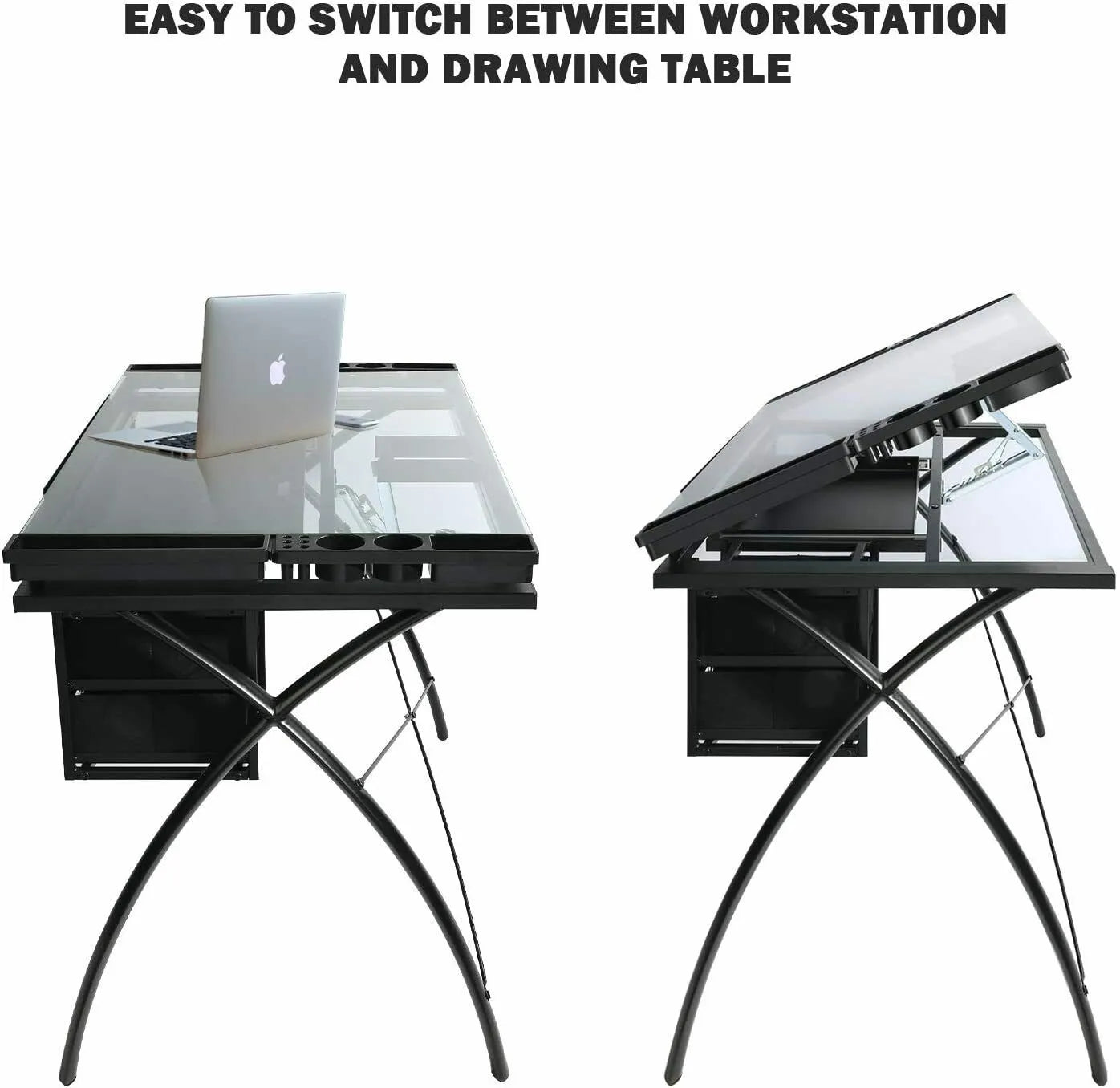 Adjustable Drafting Glass Tabletop, Perfect for Artwork and Design