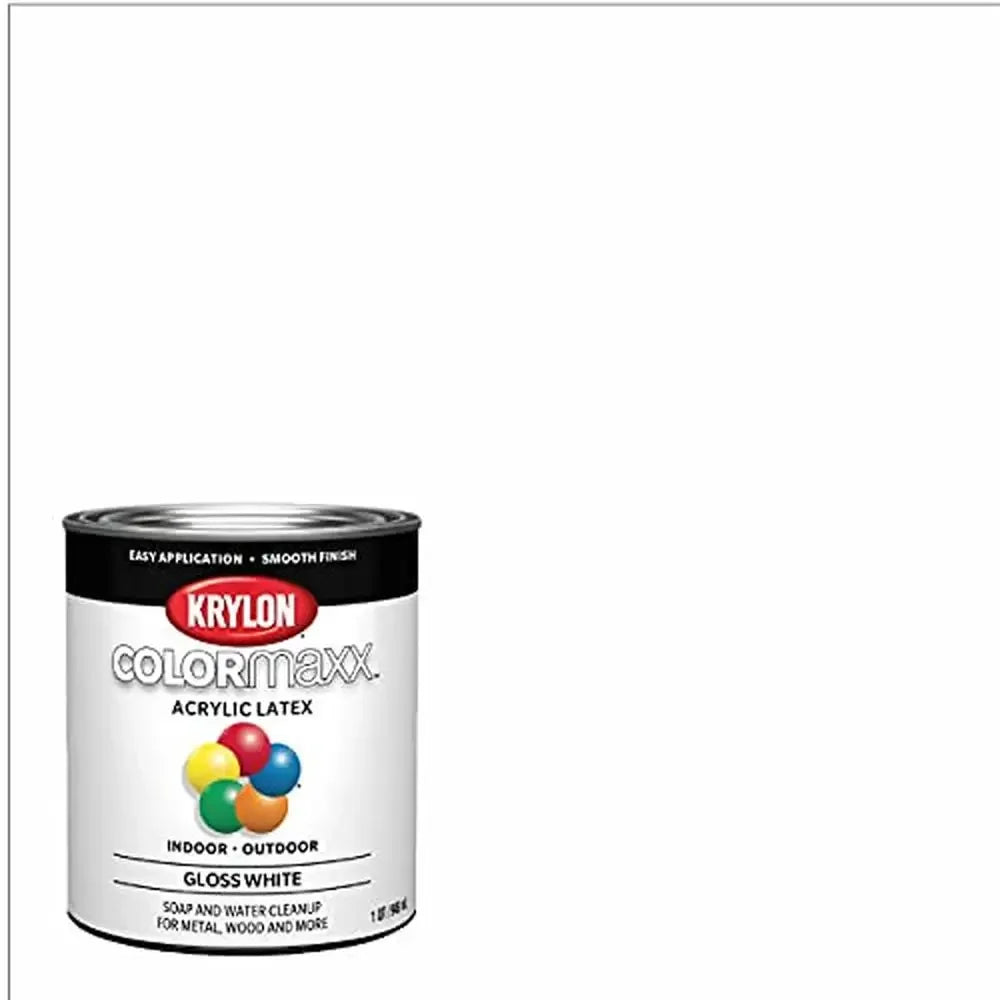 Acrylic Latex Brush-On Paint White Gloss Finish 1 Gallon Pack Outdoor Indoor Use