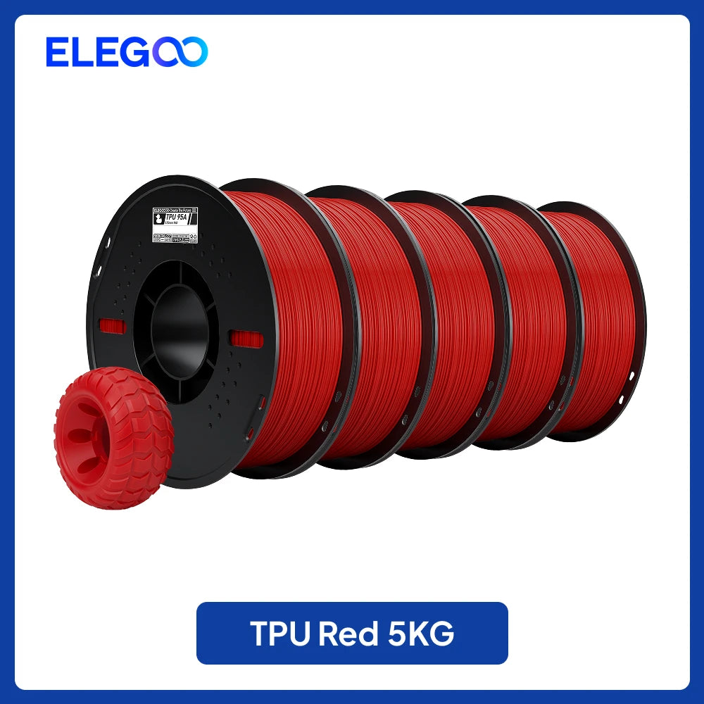 ELEGOO TPU 3D Printer Filament 1.75mm 1kg,95A Shore Hardness Flexible TPU Filament with High Resilience and Elasticity