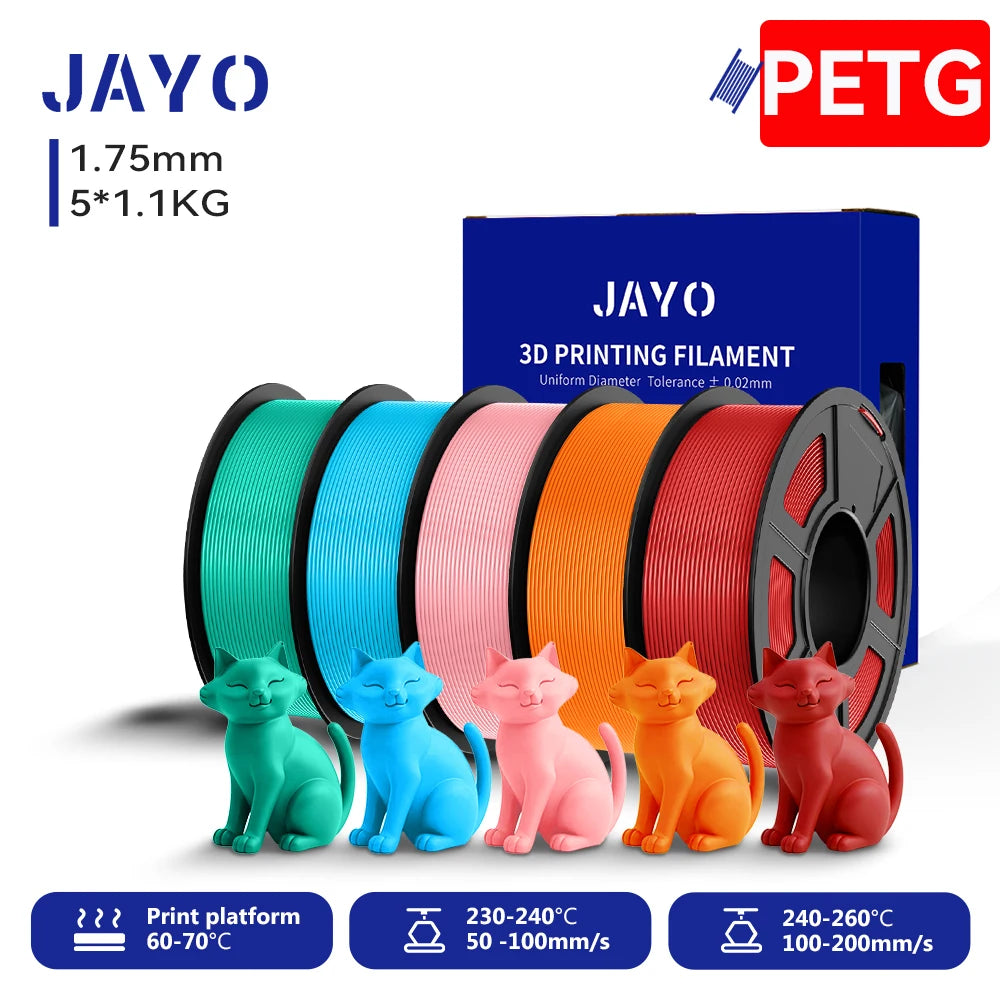 JAYO 5.5KG 3D PETG / High Speed Matte PETG / PLA Classic Printer Filament 1.75mm 3D Printer Filament Neatly Wound PETG for 3D