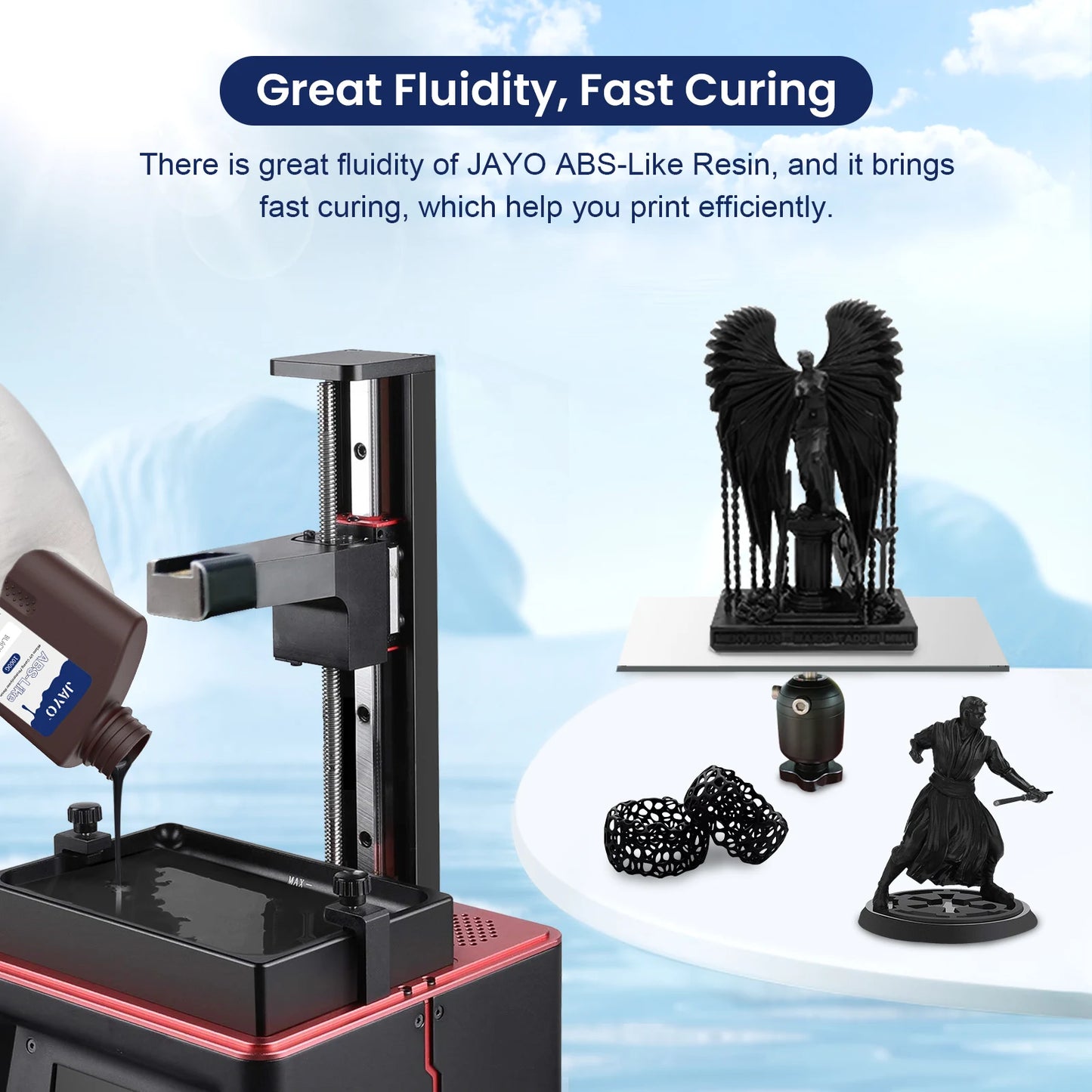 JAYO 3D Resin Water Washab/ABS-Like/Plant Based/Standard 10KG UV Photopolymer Resin Liquid 405nm For LCD 3D Printer Materials