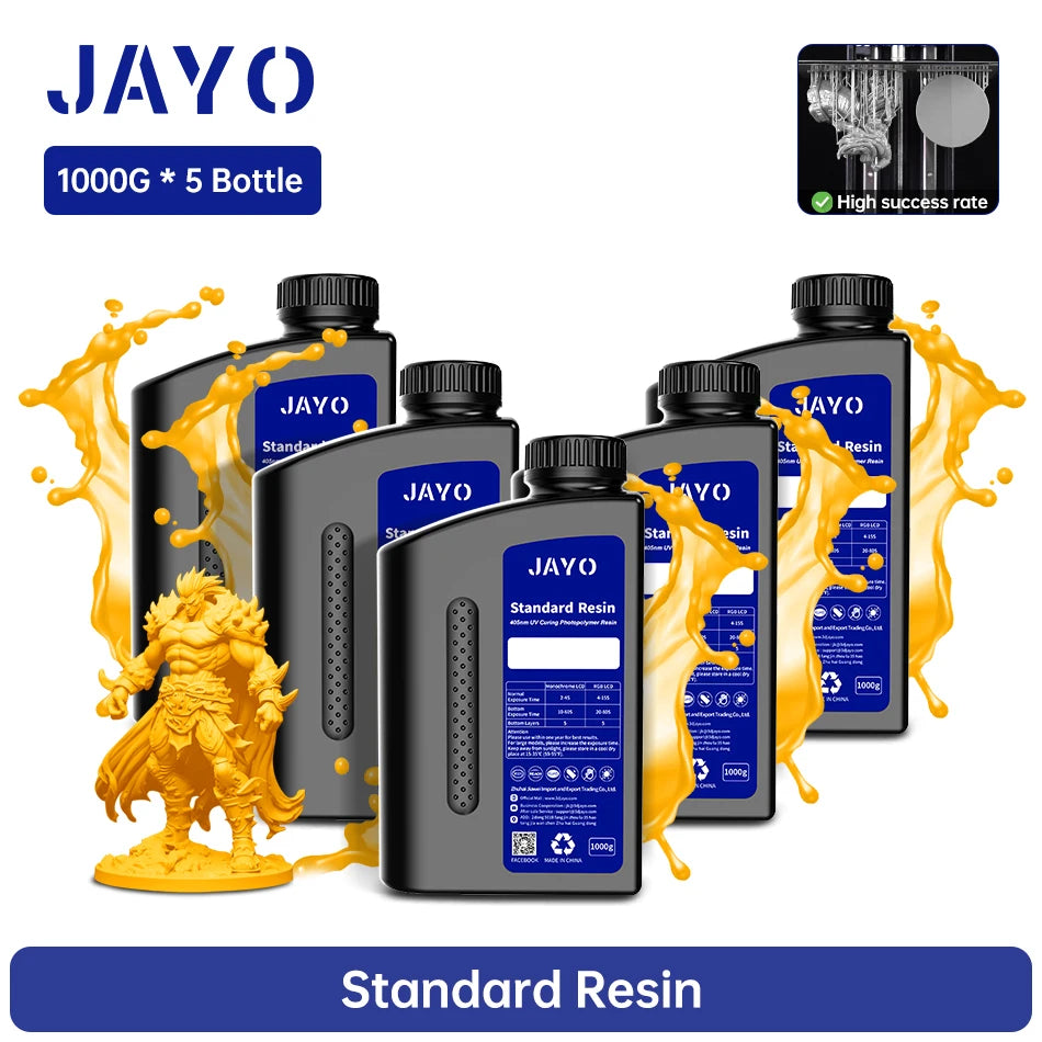 JAYO 3D Printer Resin Standard PLUS/14K Standard /Standard 395-405nm UV Curing Photopolymer Rapid Resin for LCD/DLP 3D Printer