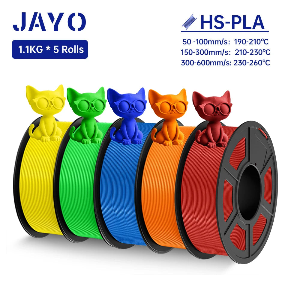 JAYO 5Rolls PLA Filament High Speed PLA 1.75mm 1.1KG 3D Printer Filament Neatly Wound 3D Printing Material For FDM 5.5KG/SET