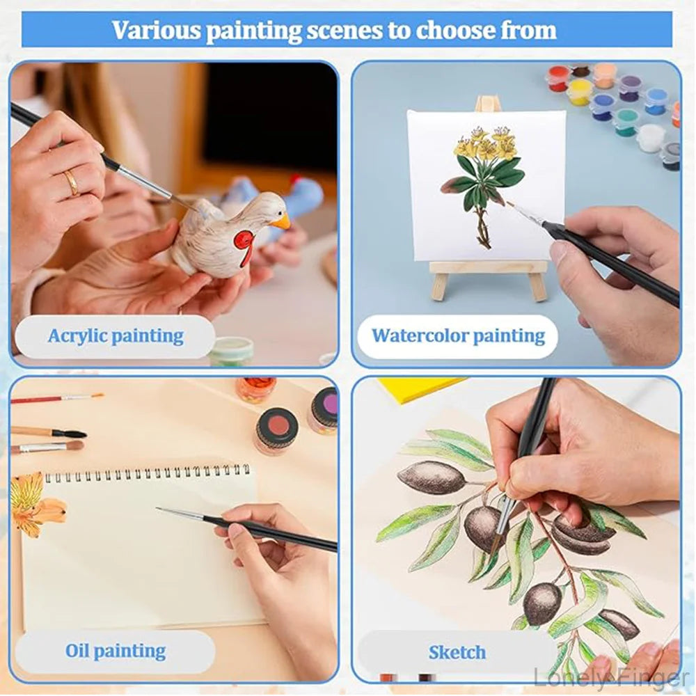 Miniature Paint Brushes Drybrush Set, Detail Paint Brushes for Acrylics, Watercolor, Figurines Model, Face Painting,