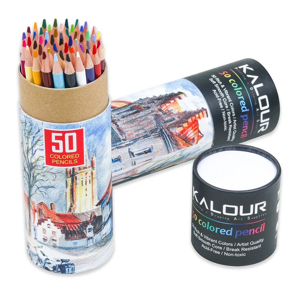 50 Pcs Color Pencil Set Professional Art Hand-Painted Graffiti Oily Color Pencils School Painting Art Supplies